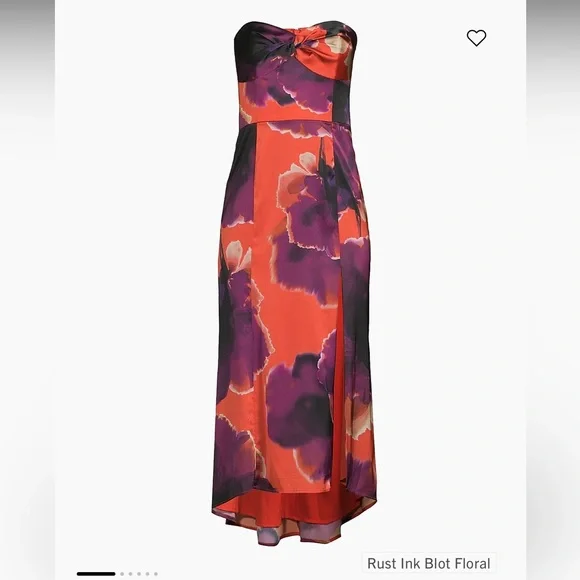 Hutch Anthropologie Bristol Floral Satin Strapless Midi Dress 12‎